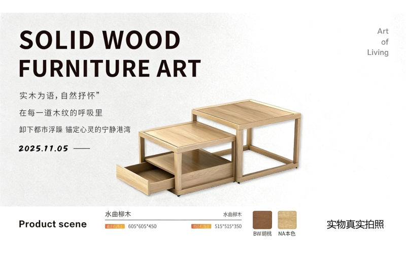 水曲柳木茶几：让自然肌理，住进日常时光